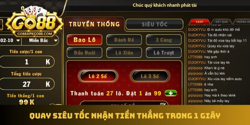 Quay siêu tốc nhận tiền thắng trong 1 giây