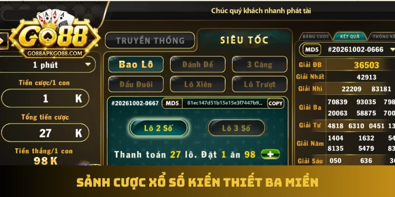 Sảnh cược xổ số kiến thiết ba miền